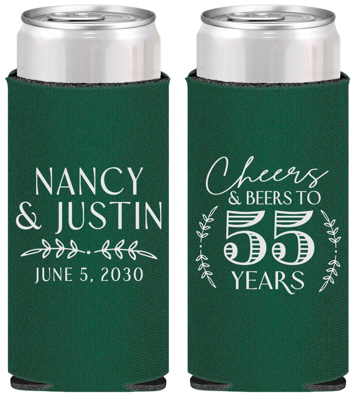 Personalized Anniversary Slim Can Coolers - Cheers To 55 Years | 80038