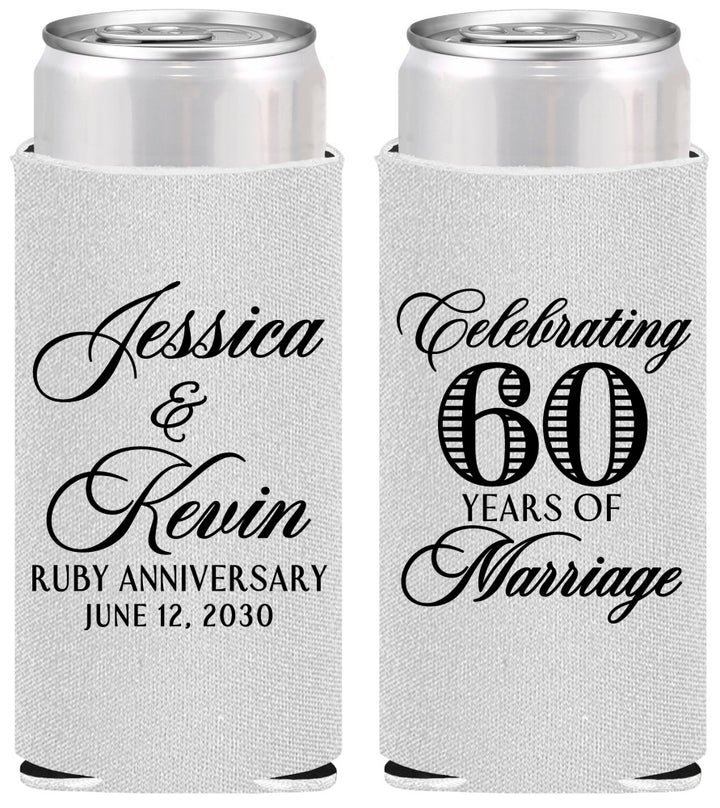 Personalized Anniversary Slim Can Coolers - 60 Years Of Marriage | 80039
