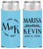 Personalized Wedding Slim Can Coolers - Two Letter Monogram | 801