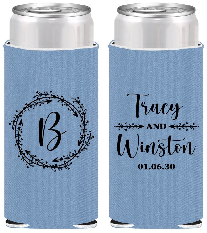 Personalized Wedding Slim Can Coolers - Monogram | 804