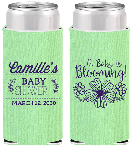 Personalized Baby Shower Slim Can Coolers - Blooming | 90009