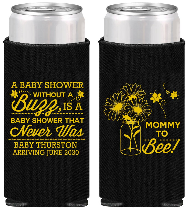 Personalized Baby Shower Slim Can Coolers - Mommy To Bee | 90016