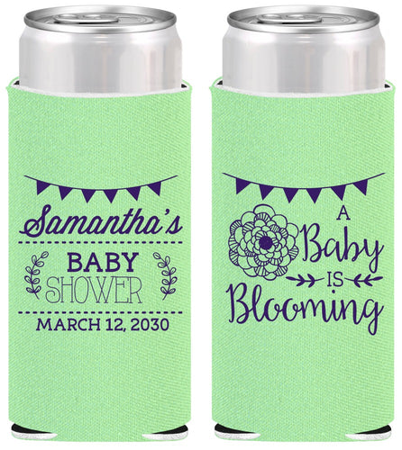 Personalized Baby Shower Slim Can Coolers - Blooming | 90020