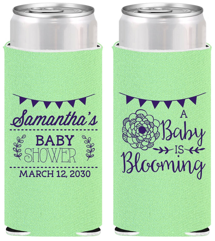 Personalized Baby Shower Slim Can Coolers - Blooming | 90020
