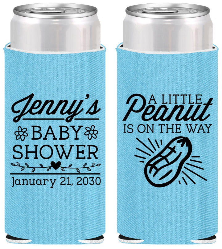 Personalized Baby Shower Slim Can Coolers - Peanut On The Way | 90025
