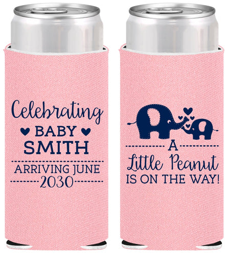 Personalized Baby Shower Slim Can Coolers - Peanut On The Way | 90027