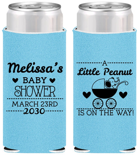 Personalized Baby Shower Slim Can Coolers - Peanut On The Way | 90028