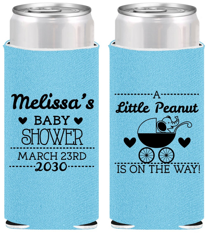 Personalized Baby Shower Slim Can Coolers - Peanut On The Way | 90028