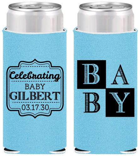 Personalized Baby Shower Slim Can Coolers - Celebrating | 90029