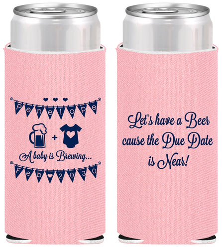 Personalized Baby Shower Slim Can Coolers - Beer Due Date Is Near | 90032