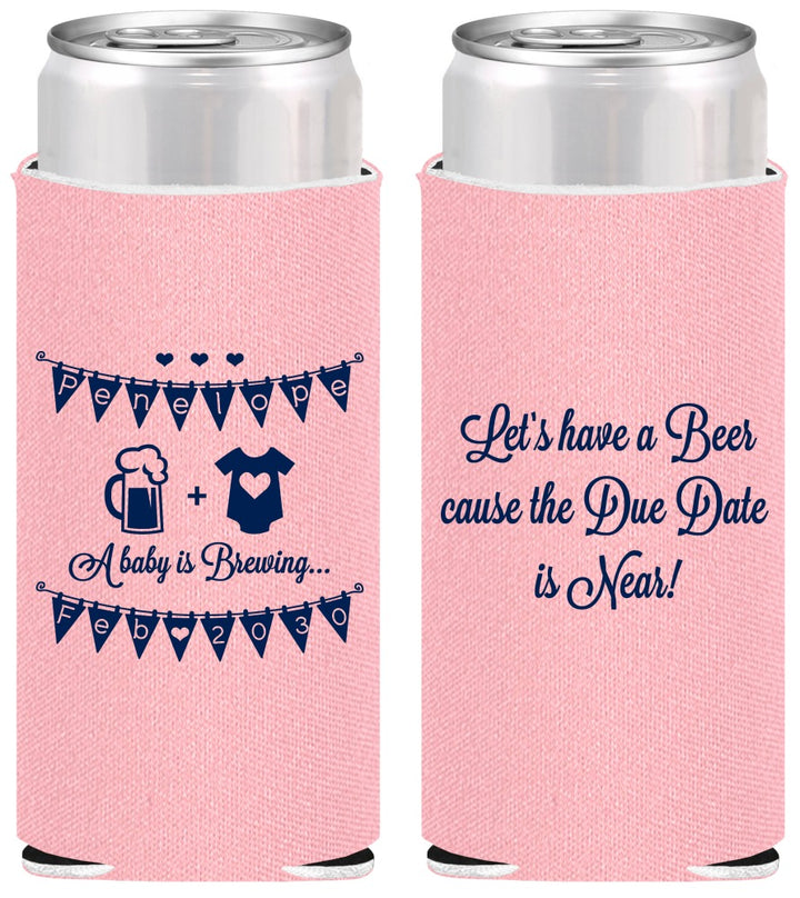 Personalized Baby Shower Slim Can Coolers - Beer Due Date Is Near | 90032