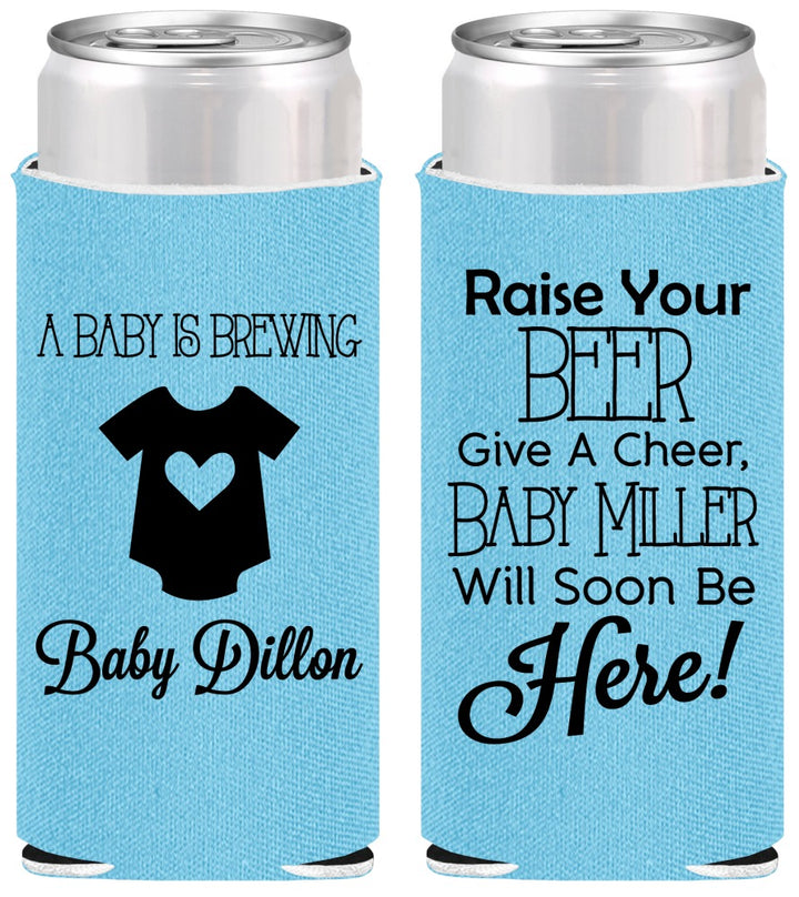 Personalized Baby Shower Slim Can Coolers - Baby Is Brewing | 90041