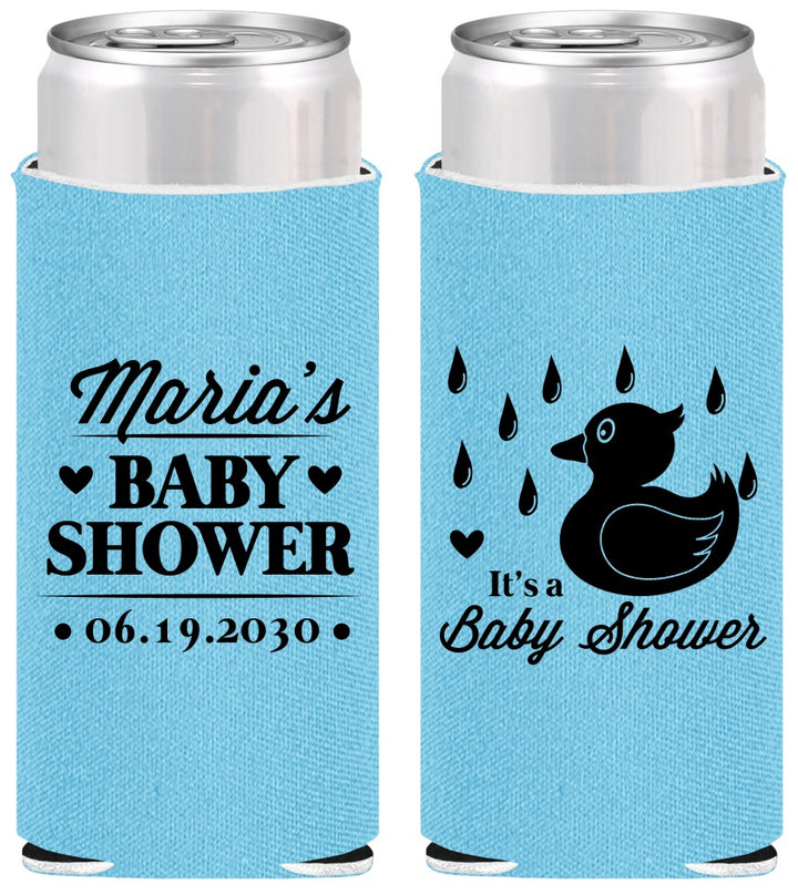 Personalized Baby Shower Slim Can Coolers - Duckling | 90047
