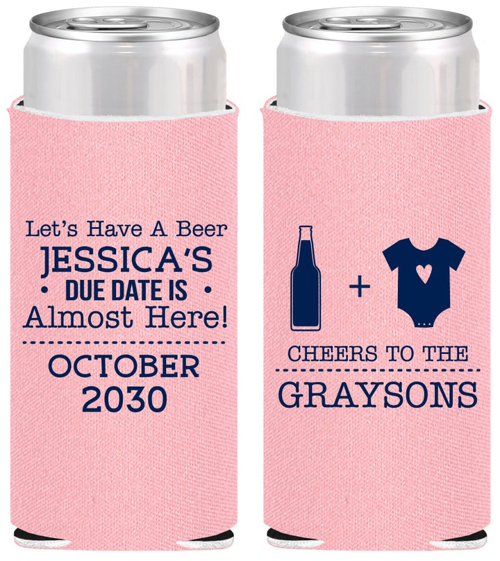 Personalized Baby Shower Slim Can Coolers - Due Date Almost Here | 90052