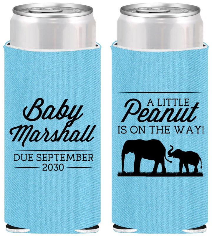 Personalized Baby Shower Slim Can Coolers - Peanut On The Way | 90062