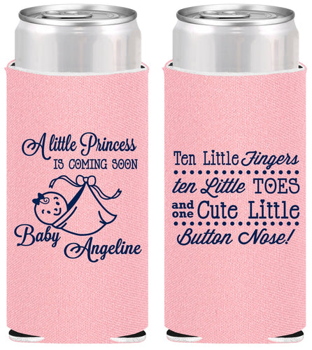 Personalized Baby Shower Slim Can Coolers - Little Princess | 90066