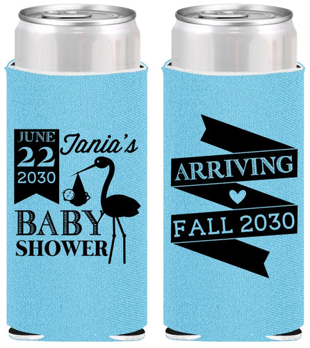 Personalized Baby Shower Slim Can Coolers - Stork | 90073