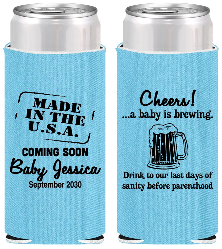 Personalized Baby Shower Slim Can Coolers - Made In The Usa | 90079