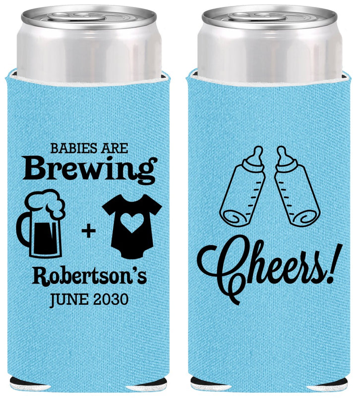 Personalized Baby Shower Slim Can Coolers - Babies Are Brewing | 90080