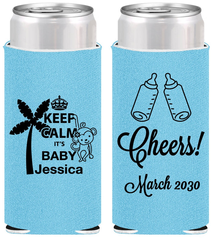 Personalized Baby Shower Slim Can Coolers - Baby Monkey | 90082