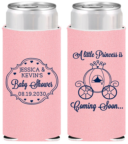 Personalized Baby Shower Slim Can Coolers - Princess Coming Soon | 90085