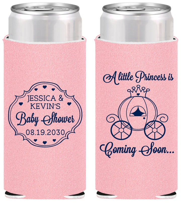 Personalized Baby Shower Slim Can Coolers - Princess Coming Soon | 90085