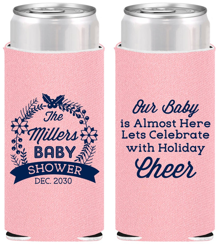 Personalized Baby Shower Slim Can Coolers - Holiday | 90086