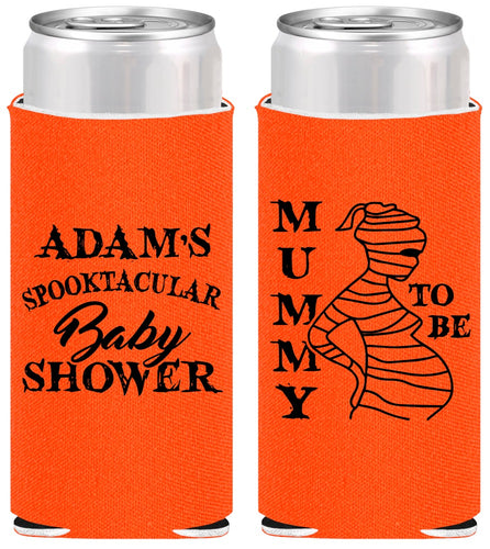 Personalized Baby Shower Slim Can Coolers - Mummy To Be Halloween | 90087