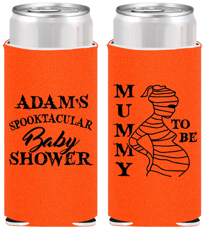 Personalized Baby Shower Slim Can Coolers - Mummy To Be Halloween | 90087