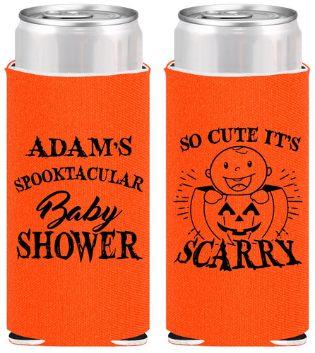 Personalized Baby Shower Slim Can Coolers - So Cute Halloween | 90088