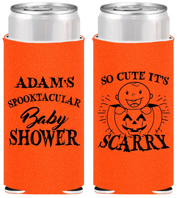 Personalized Baby Shower Slim Can Coolers - So Cute Halloween | 90088