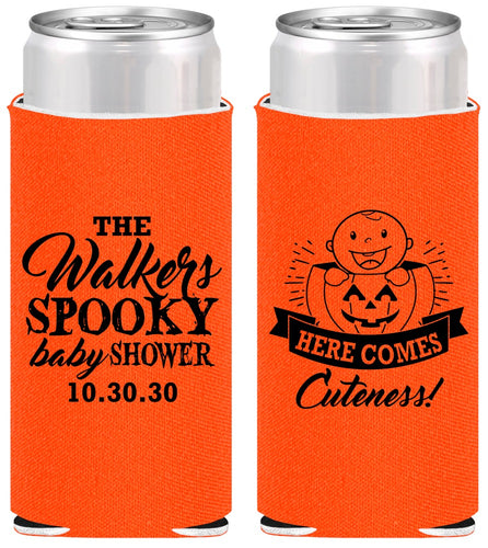 Personalized Baby Shower Slim Can Coolers - Cuteness Halloween | 90089