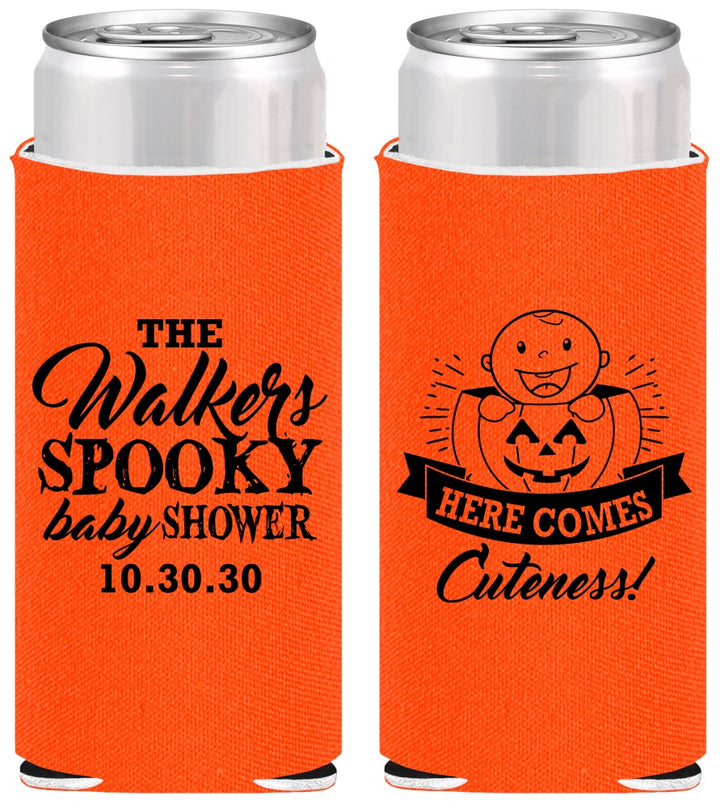 Personalized Baby Shower Slim Can Coolers - Cuteness Halloween | 90089