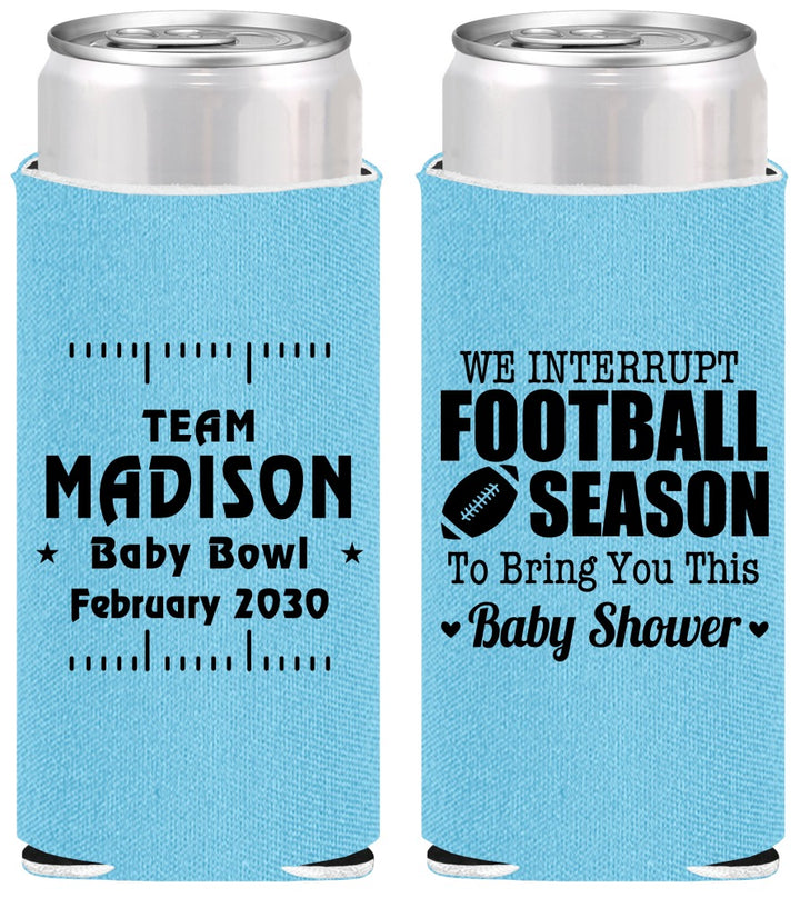 Personalized Baby Shower Slim Can Coolers - Football | 90091