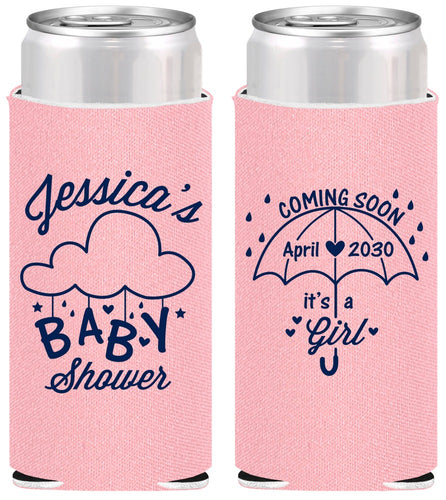 Personalized Baby Shower Slim Can Coolers - April Showers May Babies | 90099