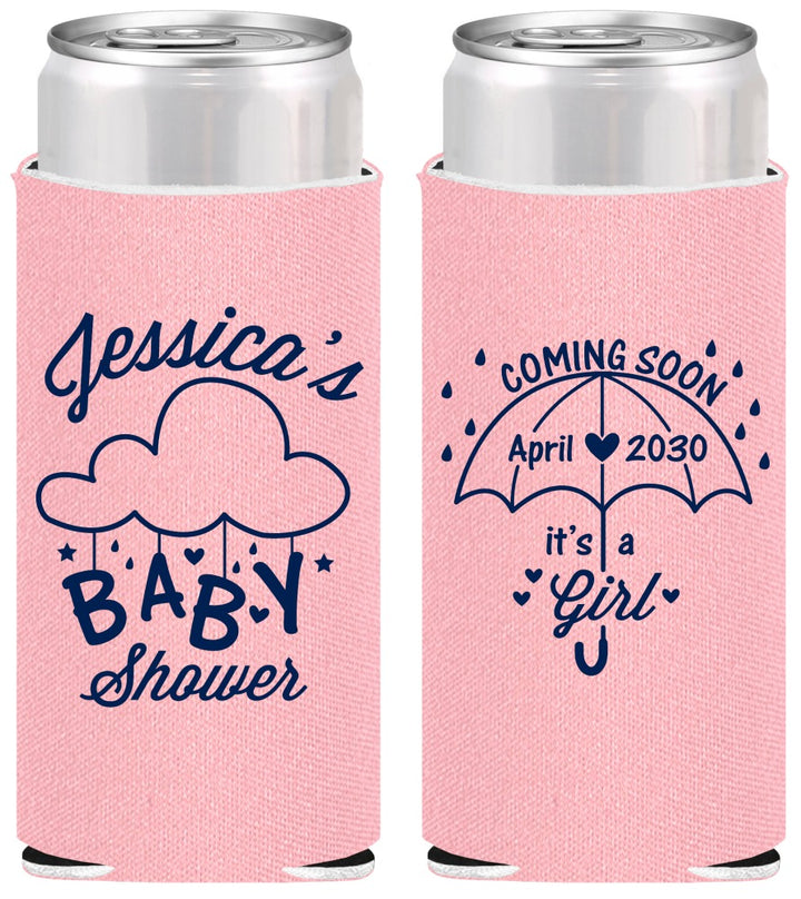 Personalized Baby Shower Slim Can Coolers - April Showers May Babies | 90099