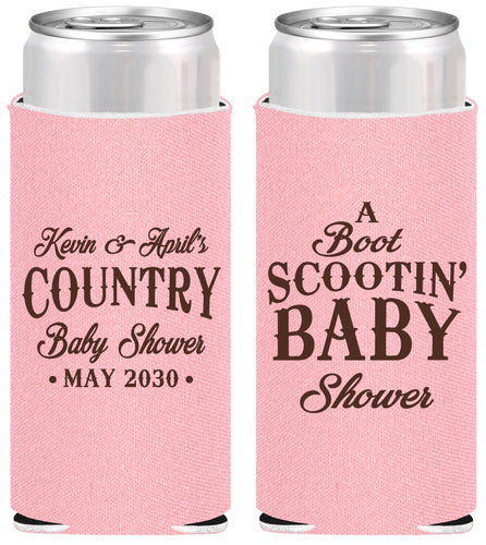 Personalized Baby Shower Slim Can Coolers - Boot Scootin | 90100