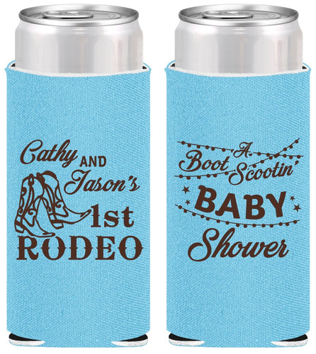 Personalized Baby Shower Slim Can Coolers - Rodeo Boot Scootin | 90103