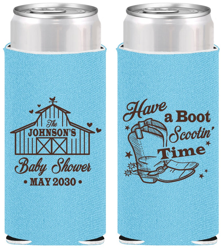 Personalized Baby Shower Slim Can Coolers - Farm Country | 90107
