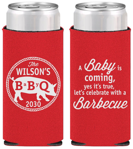 Personalized Baby Shower Slim Can Coolers - Bbq | 90110