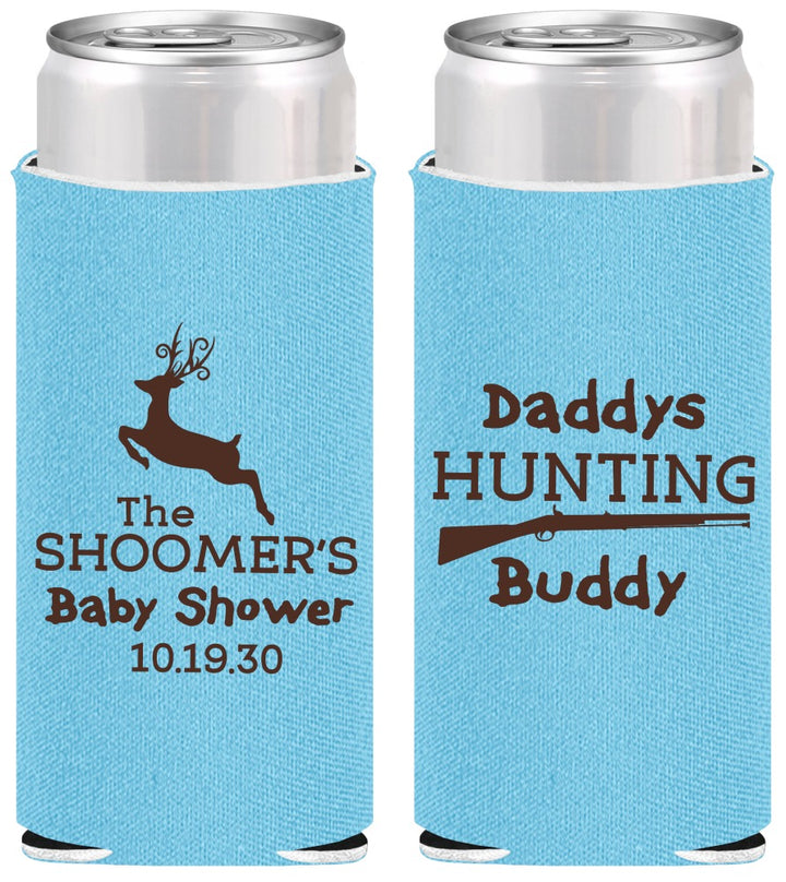Personalized Baby Shower Slim Can Coolers - Hunting Deer | 90118