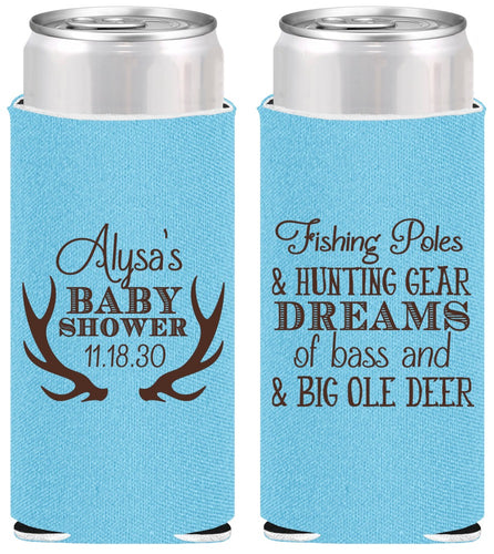 Personalized Baby Shower Slim Can Coolers - Bass Deer | 90120