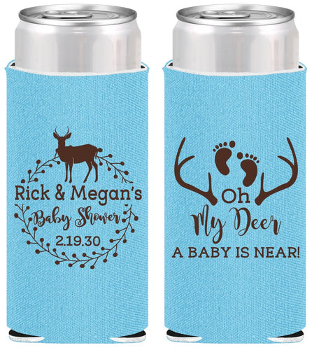 Personalized Baby Shower Slim Can Coolers - Oh My Deer | 90123