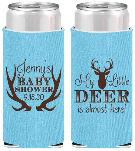 Personalized Baby Shower Slim Can Coolers - My Little Deer | 90124
