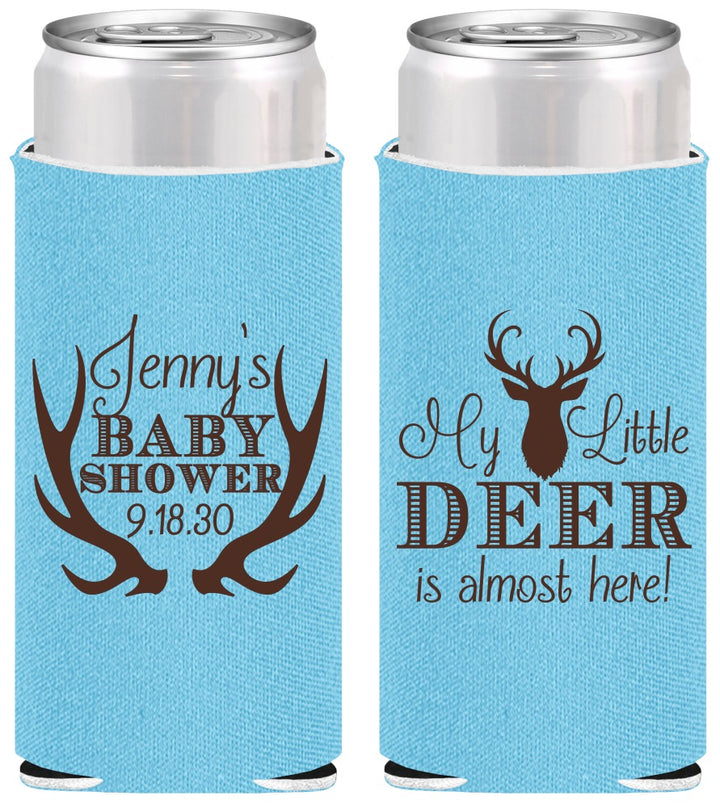 Personalized Baby Shower Slim Can Coolers - My Little Deer | 90124
