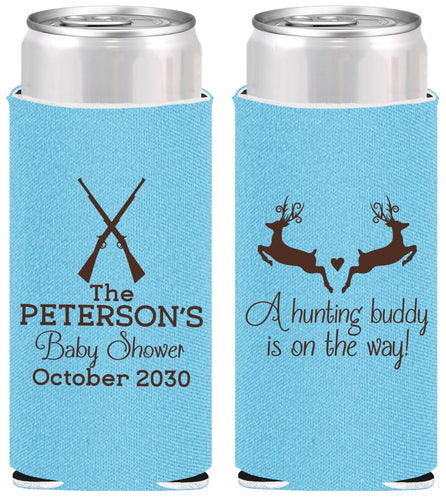 Personalized Baby Shower Slim Can Coolers - Hunting Buddy | 90125