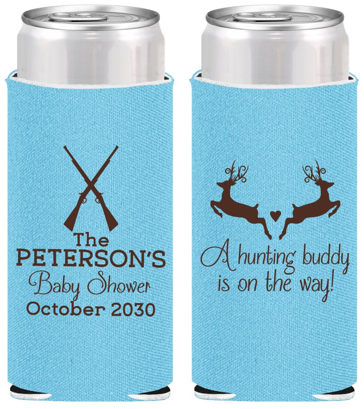 Personalized Baby Shower Slim Can Coolers - Hunting Buddy | 90125