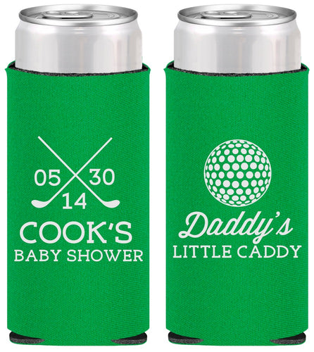 Personalized Baby Shower Slim Can Coolers - Golf Little Caddy | 90135