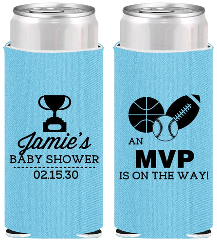 Personalized Baby Shower Slim Can Coolers - Sports Mvp | 90141