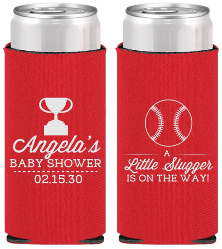 Personalized Baby Shower Slim Can Coolers - Baseball Little Slugger | 90145